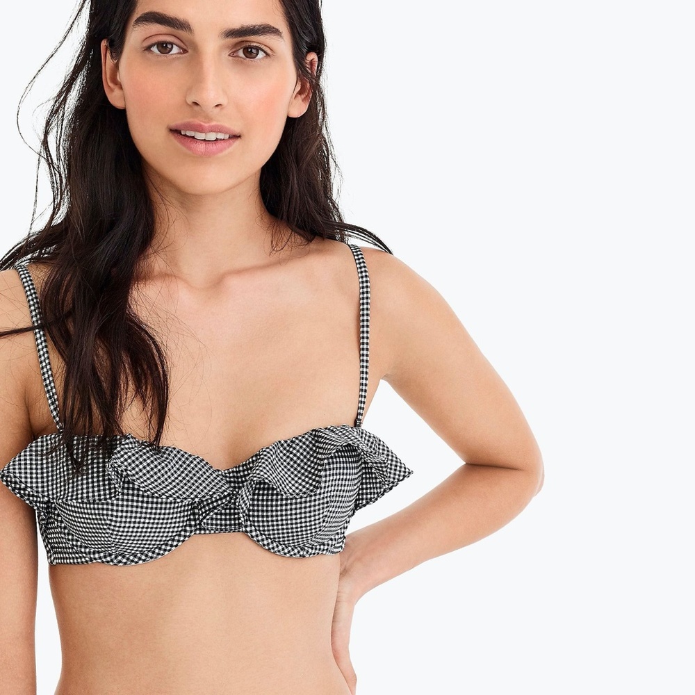 Ruffle Top Bikini with Classic Black Bottom